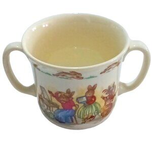 Vintage Royal Doulton Bunnykins Two-Handled Mug 'Trying on Hats' Fine Bone China